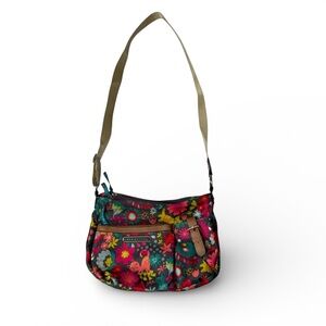 Lily Bloom Floral Cat Crossbody Bag Purse Multi Color Medium Size